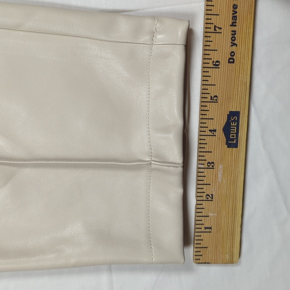 Maison D'Amelie Cream Faux Leather Pants Size 8 - Picture 3 of 11